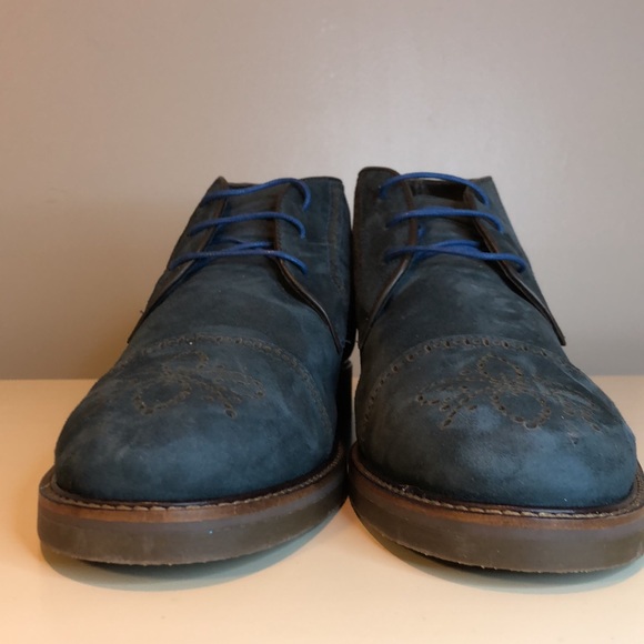 Marc Joseph New York Gold Leather Upper and Lining Blue Suede - Picture 15 of 16